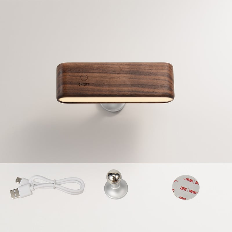 Schreibtischlampe aus massivem Holz mit magnetischer Aufladung
