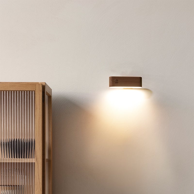 Schreibtischlampe aus massivem Holz mit magnetischer Aufladung